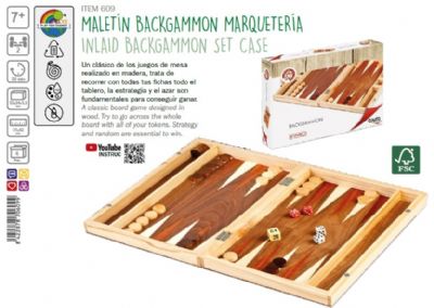 Backgammon 32cm Inlaid Wood