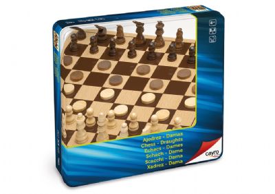 Chess and Draughts In Metal Box